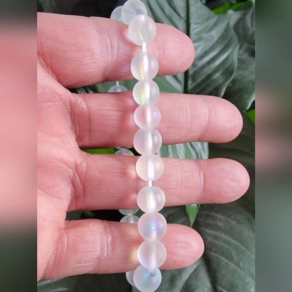 LA MIEL True Blue and Gold Studded Crossbody Bag & Rainbow Moonstone Bracelet. - Picture 8 of 12